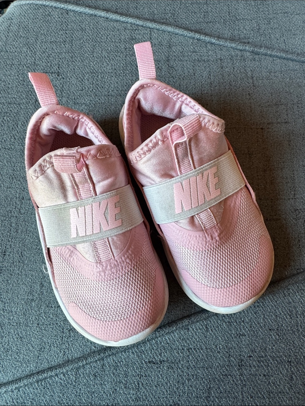Nike Kids Swoosh Pink Slip-On Sneakers with Elastic Strap
